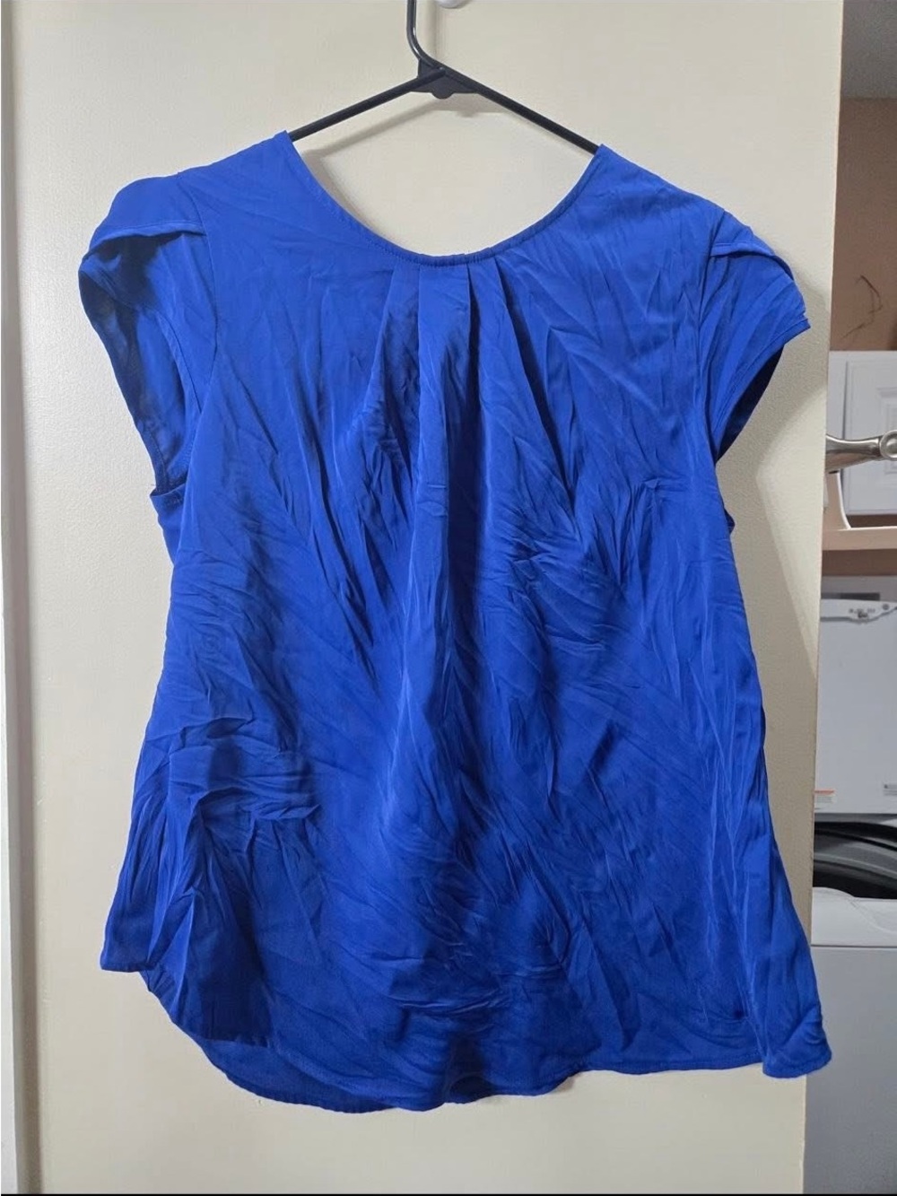 Women's Cap Sleeve Scoop Neck Blouse in Cobalt Blue